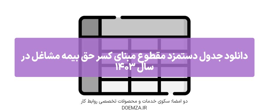 دانلود جدول دستمزد مقطوع مبنای کسر حق بیمه مشاغل در سال 1403